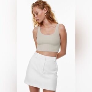 BABATON (Aritzia) Sculpt Ribbed Crop Tank. Birch / Sand. 2XS